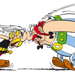 Obelix z wściekłością krzyczy do Asteriksa: "Spierdalaj po francusku!".