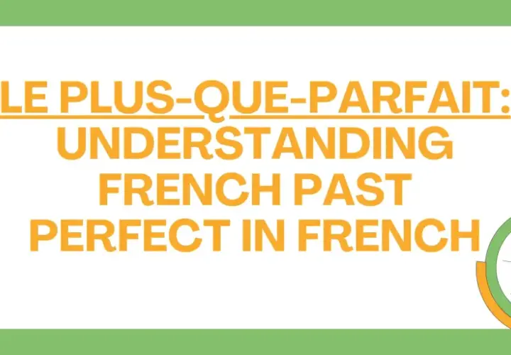 Grafika z tekstem "Le Plus-Que-Parfait" i zegarem.