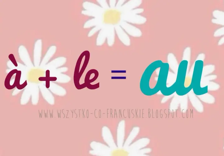 Różowe tło z kwiatkami. Równanie: à + le = au.