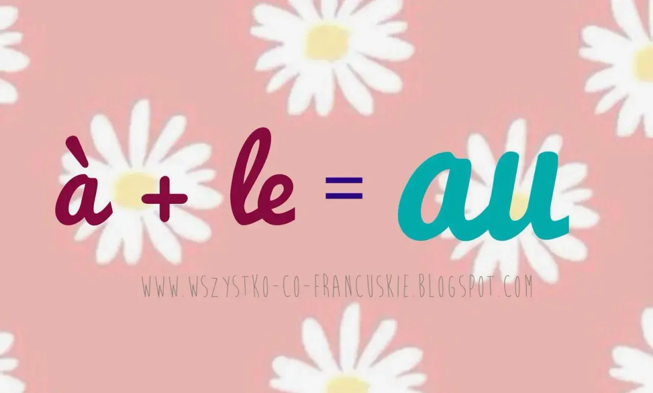 Różowe tło z kwiatkami. Równanie: à + le = au.