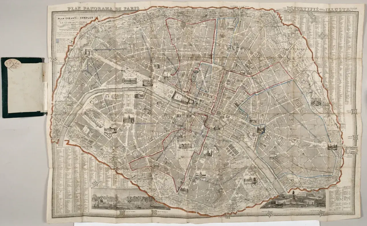 Stara mapa Paryża z 1856 roku, pokazująca ulice, budynki i forty. Gdzie jest Paryż? Na tej mapie!