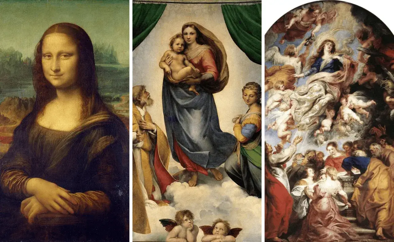 Mona Lisa, Madonna Sykstyńska i Wniebowzięcie NMP – trzy najsłynniejsze obrazy renesansu, ukazujące mistrzostwo pędzla.